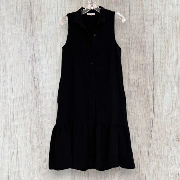 beachlunchlounge Dresses & Skirts - BEACH LUNCH LOUNGE Black Boho Sleeveless Button Front Ruffle Maxi Dress XS